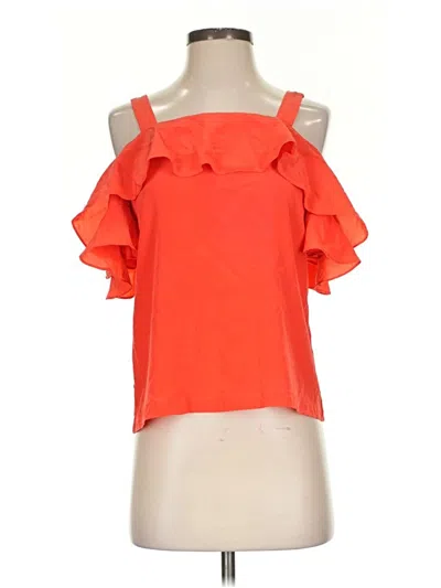 Pre-owned Jcrew Sleeveless Silk Top Orange Cold Shoulder Neckline Tops