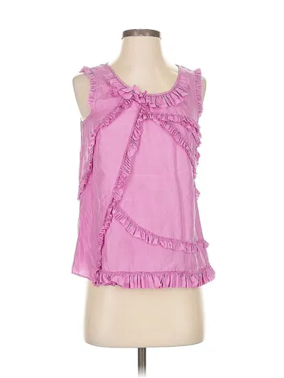 Pre-owned Jcrew Sleeveless Silk Top Pink Ruffles Neckline Tops