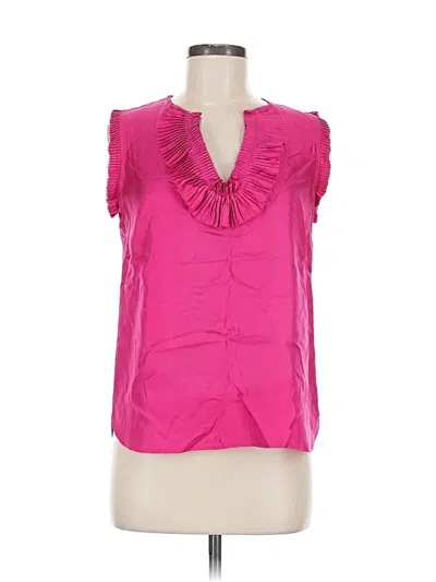 Pre-owned Jcrew Sleeveless Silk Top Pink Ruffles Neckline Tops