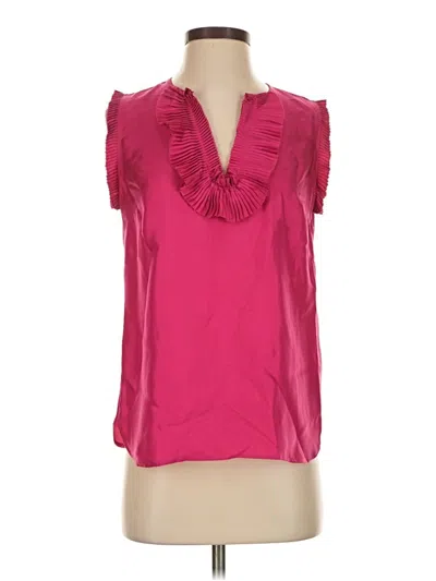 Pre-owned Jcrew Sleeveless Silk Top Pink Ruffles Neckline Tops