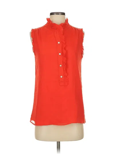 Pre-owned Jcrew Sleeveless Silk Top Red Ruffles Neckline Tops