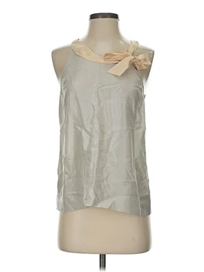 Pre-owned Jcrew Sleeveless Silk Top Silver Tie Neck Tops