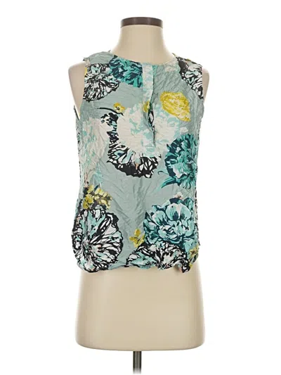 Pre-owned Jcrew Sleeveless Silk Top Teal Halter Neckline Tops In Blue