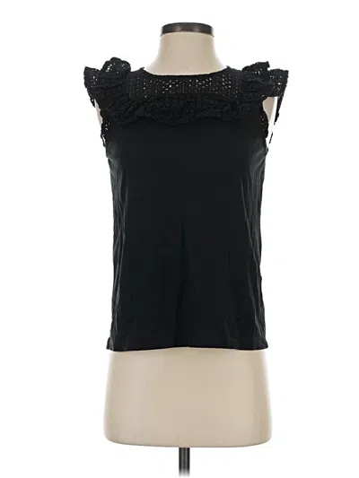 Pre-owned Jcrew Sleeveless Top Black Ruffles Neckline Tops