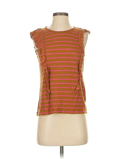 Pre-owned Jcrew Sleeveless Top Orange Ruffles Neckline Tops
