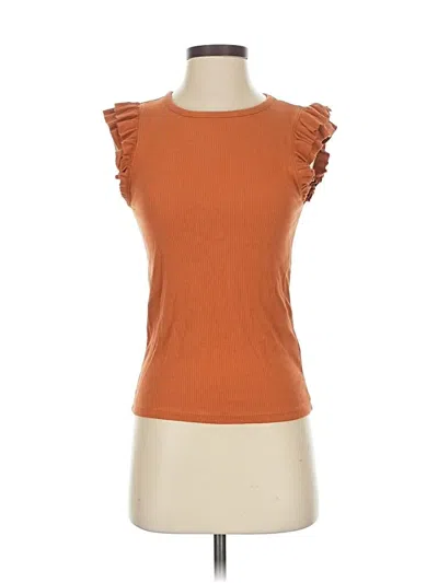 Pre-owned Jcrew Sleeveless Top Orange Ruffles Neckline Tops
