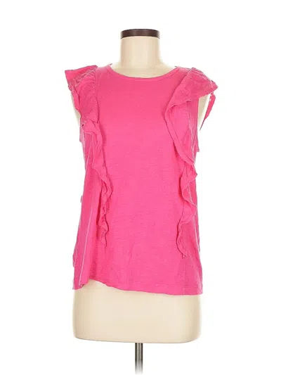 Pre-owned Jcrew Sleeveless Top Pink Ruffles Neckline Tops