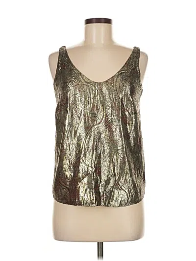 Pre-owned Jcrew Sleeveless Top Silver Metallic Pattern Scoop Neck Tops