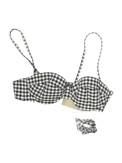 Pre-owned Jcrew Swimsuit Top Black Checkered/gingham Pattern Swimwear