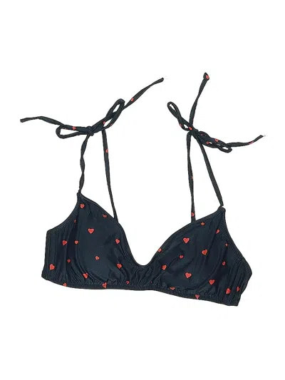 Pre-owned Jcrew Swimsuit Top Black Hearts Pattern Swimwear