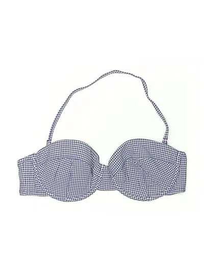 Pre-owned Jcrew Swimsuit Top Blue Checkered/gingham Pattern Swimwear