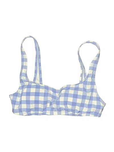 Pre-owned Jcrew Swimsuit Top Blue Checkered/gingham Pattern Swimwear