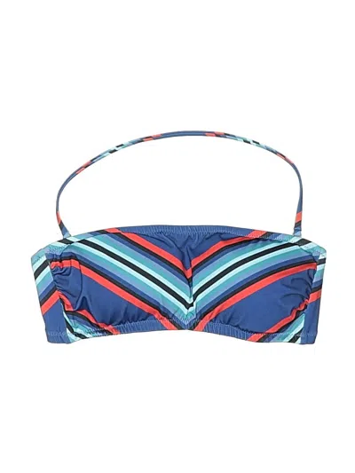 Pre-owned Jcrew Swimsuit Top Blue Chevron/herringbone Pattern Swimwear