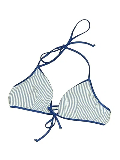 Pre-owned Jcrew Swimsuit Top Blue Chevron/herringbone Pattern Swimwear
