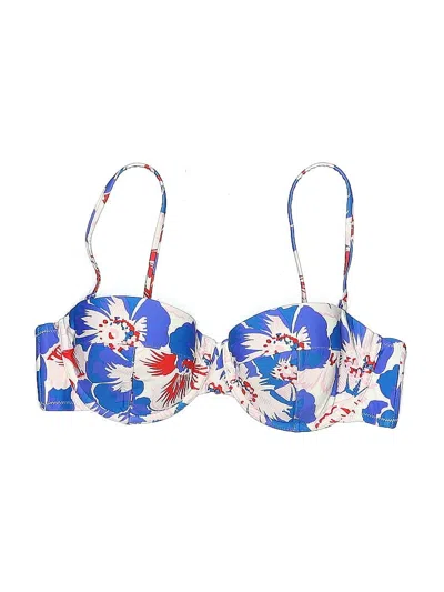 Pre-owned Jcrew Swimsuit Top Blue Floral Pattern Swimwear