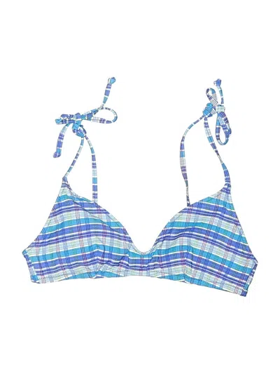 Pre-owned Jcrew Swimsuit Top Blue Plaid Pattern Swimwear