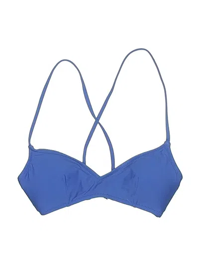 Pre-owned Jcrew Swimsuit Top Blue Solid Pattern Swimwear