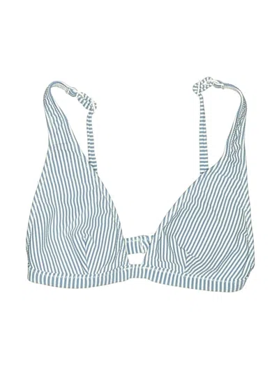 Pre-owned Jcrew Swimsuit Top Blue Stripes Pattern Swimwear