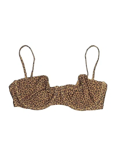 Pre-owned Jcrew Swimsuit Top Brown Animal Print Pattern Swimwear