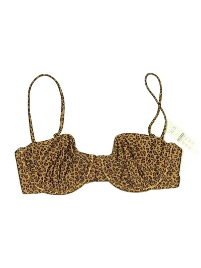 Pre-owned Jcrew Swimsuit Top Brown Animal Print Pattern Swimwear