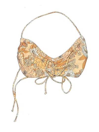Pre-owned Jcrew Swimsuit Top Gold Paisley Pattern Swimwear