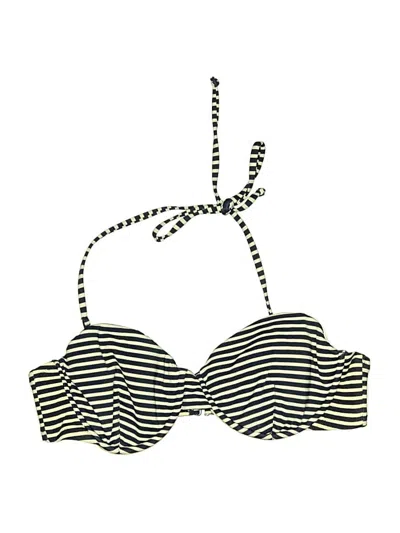 Pre-owned Jcrew Swimsuit Top Gold Stripes Pattern Swimwear