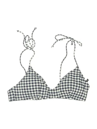 Pre-owned Jcrew Swimsuit Top Gray Checkered/gingham Pattern Swimwear