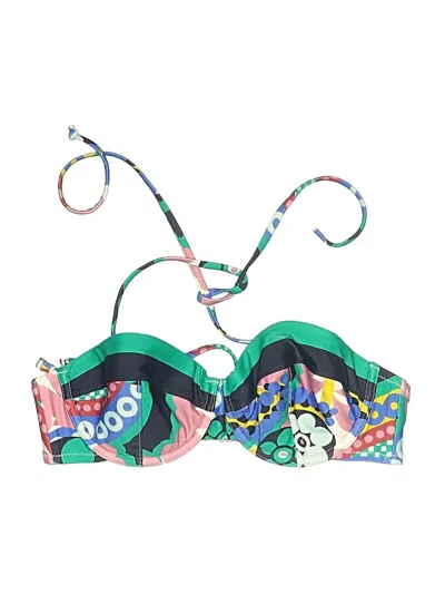 Pre-owned Jcrew Swimsuit Top Green Graphic Pattern Swimwear