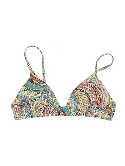 Pre-owned Jcrew Swimsuit Top Green Paisley Pattern Swimwear