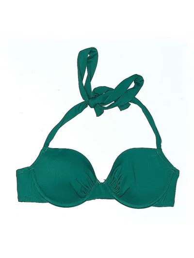 Pre-owned Jcrew Swimsuit Top Green Solid Pattern Swimwear