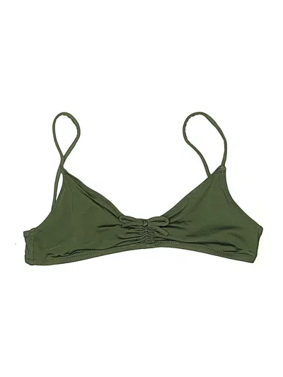 Pre-owned Jcrew Swimsuit Top Green Solid Pattern Swimwear