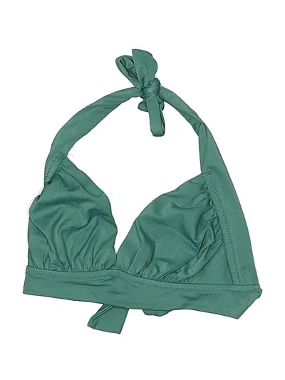 Pre-owned Jcrew Swimsuit Top Green Solid Pattern Swimwear