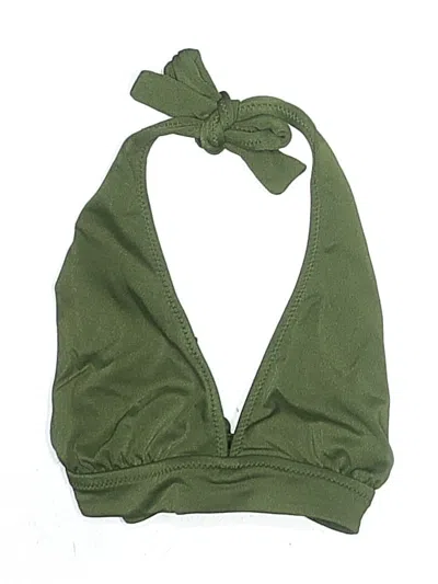 Pre-owned Jcrew Swimsuit Top Green Solid Pattern Swimwear