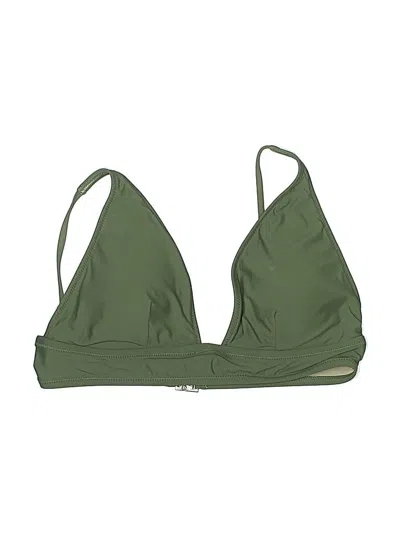 Pre-owned Jcrew Swimsuit Top Green Solid Pattern Swimwear