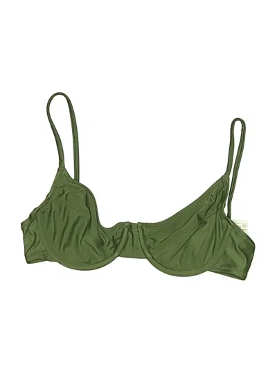 Pre-owned Jcrew Swimsuit Top Green Solid Pattern Swimwear