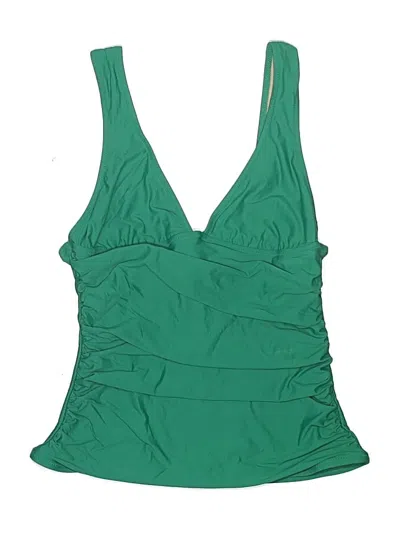 Pre-owned Jcrew Swimsuit Top Green Solid Pattern Swimwear