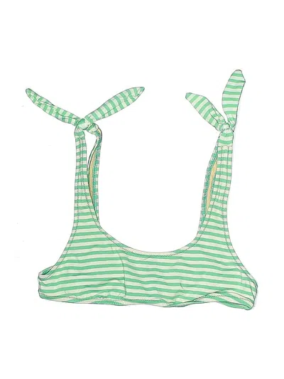 Pre-owned Jcrew Swimsuit Top Green Stripes Pattern Swimwear
