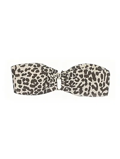 Pre-owned Jcrew Swimsuit Top Ivory Animal Print Pattern Swimwear