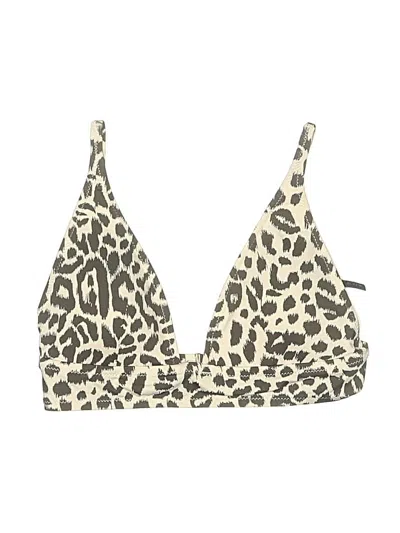 Pre-owned Jcrew Swimsuit Top Ivory Animal Print Pattern Swimwear
