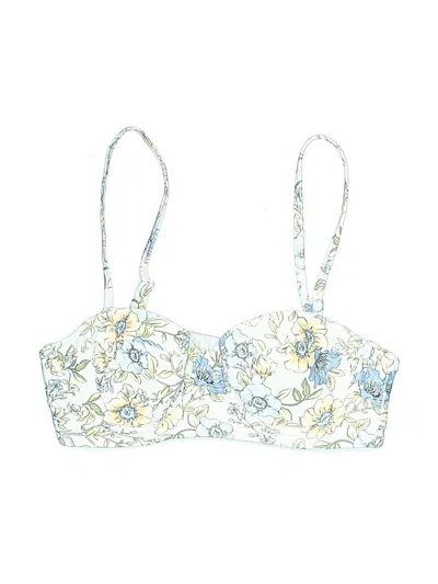 Pre-owned Jcrew Swimsuit Top Ivory Floral Pattern Swimwear