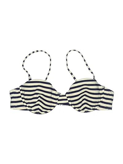 Pre-owned Jcrew Swimsuit Top Ivory Stripes Pattern Swimwear