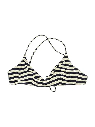 Pre-owned Jcrew Swimsuit Top Ivory Stripes Pattern Swimwear