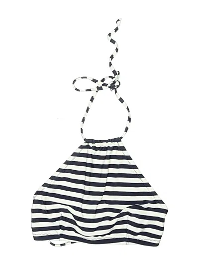 Pre-owned Jcrew Swimsuit Top Ivory Stripes Pattern Swimwear In White