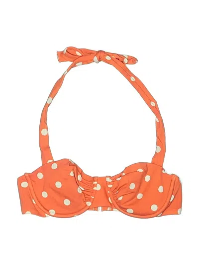 Pre-owned Jcrew Swimsuit Top Orange Polka Dots Pattern Swimwear