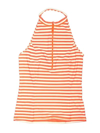 Pre-owned Jcrew Swimsuit Top Orange Stripes Pattern Swimwear