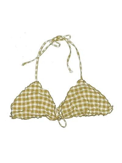 Pre-owned Jcrew Swimsuit Top Yellow Checkered/gingham Pattern Swimwear