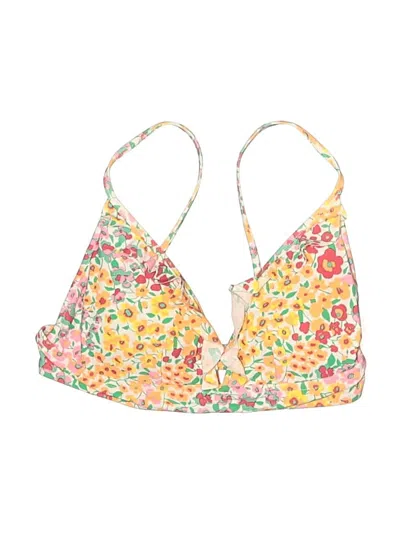Pre-owned Jcrew Swimsuit Top Yellow Floral Pattern Swimwear