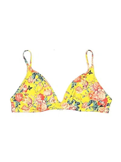 Pre-owned Jcrew Swimsuit Top Yellow Floral Pattern Swimwear