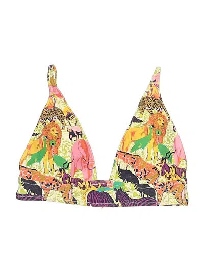 Pre-owned Jcrew Swimsuit Top Yellow Print Pattern Swimwear