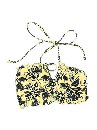 Pre-owned Jcrew Swimsuit Top Yellow Print Pattern Swimwear